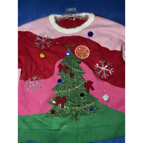 Blizzard Bay Women’s Size Large Ugly Christmas Sweater With Lights NWT - Picture 2 of 6